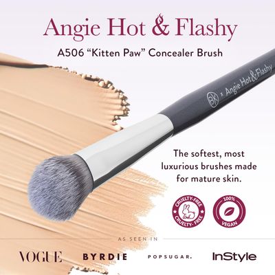 BK BEAUTY BRUSHES - ANGIE HOT &amp; FLASHY A506 CONCEALER - Viral "Kitten Paw" Face Brush - Under-Eye Concealing and Contouring - Makeup Brushes