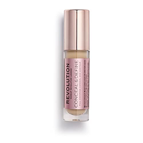 Revolution Beauty, Conceal &amp; Define Concealer, Full Coverage &amp; Lightweight, Long-Lasting Matte Finish, Vegan &amp; Cruelty Free, C7 Medium or Tan Skin Tones, 0.14 Oz.