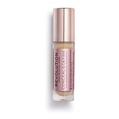 Revolution Beauty, Conceal &amp; Define Concealer, Full Coverage &amp; Lightweight, Long-Lasting Matte Finish, Vegan &amp; Cruelty Free, C7 Medium or Tan Skin Tones, 0.14 Oz.