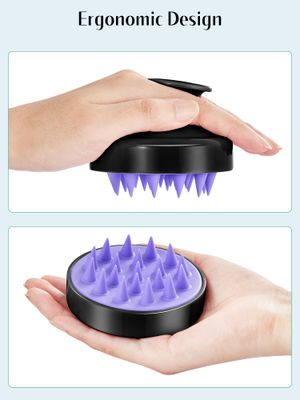 HEETA 2 Pack Hair Scalp Massager Shampoo Brush for Hair Growth, Hair Scalp Scrubber with Soft Silicone, Wet and Dry Hair Detangler (Black &amp; Purple)