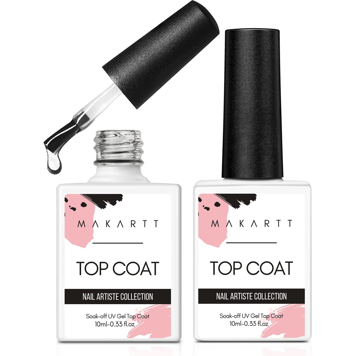 Makartt Gel Top Coat - No Wipe Top Coat Glossy Shine Finish Long Lasting 10ML Soak Off Nail Clear UV Nail Lamp Gel for Gel Nail Polish Salon Quality Nail Art Design for Home Use Beauty Gift
