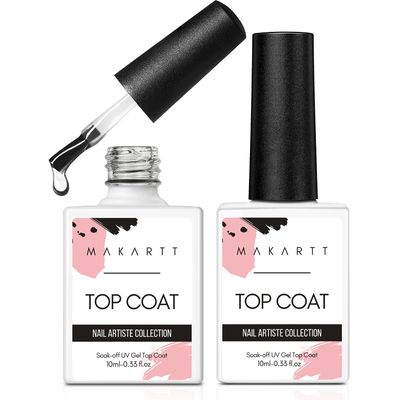 Makartt Gel Top Coat - No Wipe Top Coat Glossy Shine Finish Long Lasting 10ML Soak Off Nail Clear UV Nail Lamp Gel for Gel Nail Polish Salon Quality Nail Art Design for Home Use Beauty Gift