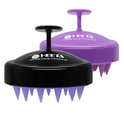 HEETA 2 Pack Hair Scalp Massager Shampoo Brush for Hair Growth, Hair Scalp Scrubber with Soft Silicone, Wet and Dry Hair Detangler (Black &amp; Purple)