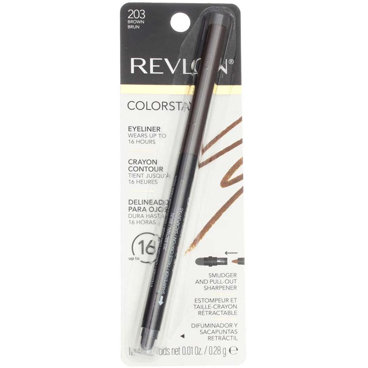 Revlon ColorStay Eyeliner Pencil, Brown 203, 0.01 oz (Pack of 2)