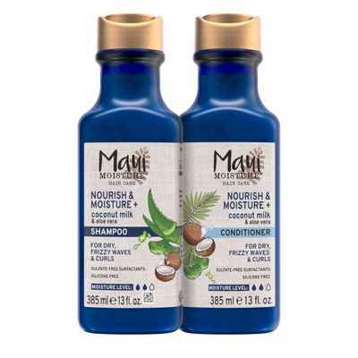 Maui Moisture Nourish &amp; Moisture  Coconut Milk Shampoo  Conditioner to Hydrate and Detangle Curly Hair, Lightweight Daily Moisturizing Shampoo, Vegan, Silicone &amp; Paraben-Free, 13 Fl Oz