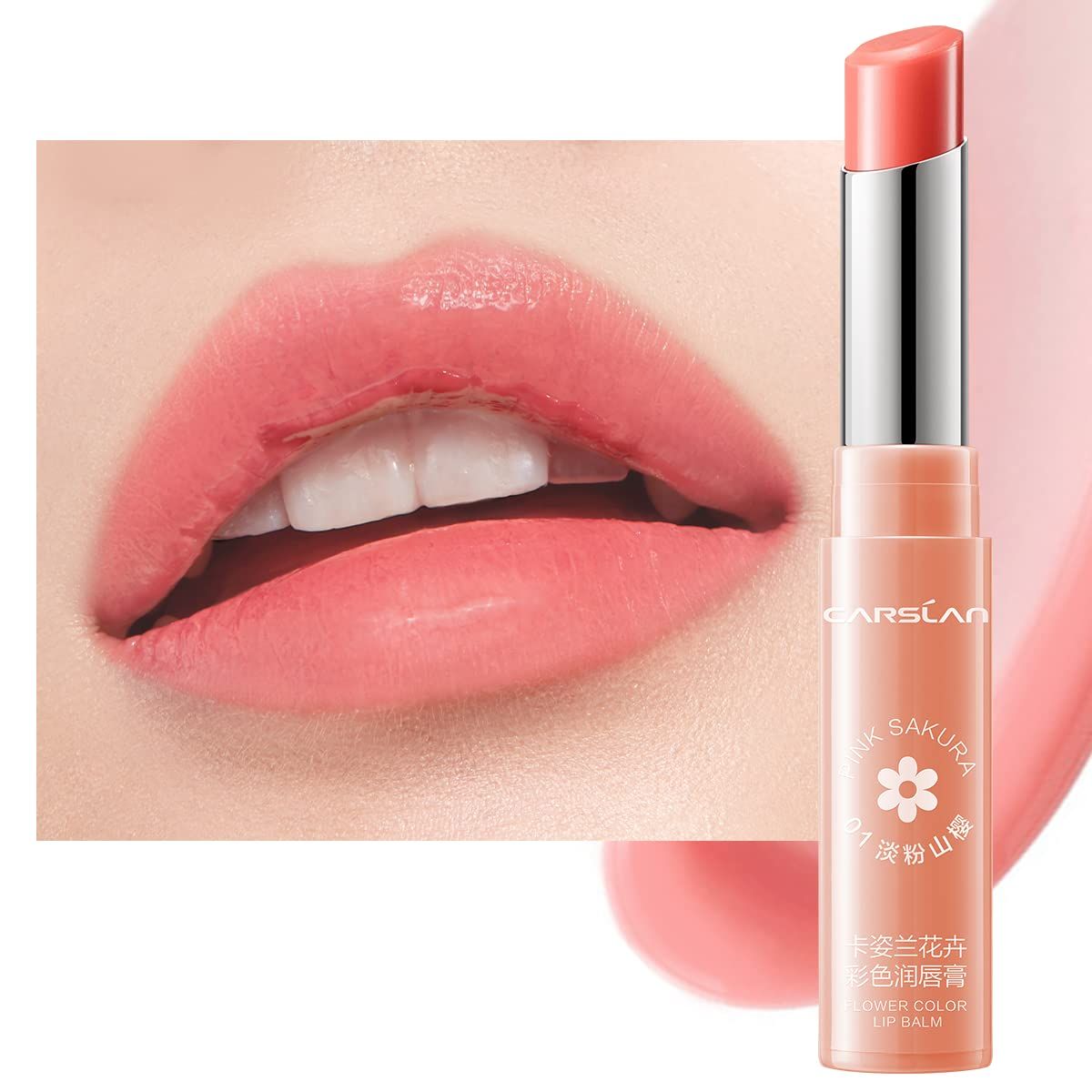 CARSLAN Rose Moisturizing Lipstick Nutritious Lip Balm - Longlasting Repair Dry Chapped Lip, 01, 1 count