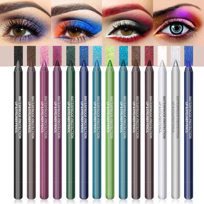 LOKFAR 14 Colors Eyeliner Pen Colorful Set, Pearl Eyeliner Kit Metallic Eyeshadow Pencil Matte Glitter Colored Eye-Liner, Long Lasting Professional Eye Makeup Set Colorful Eyeliner Eye Color for Women