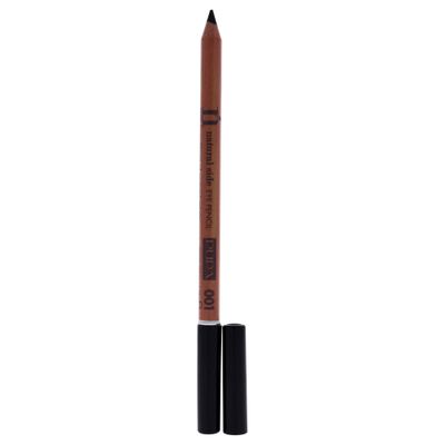 Pupa Milano Natural Side Eye Pencil - 100% Natural Ingredients - Creamy And High-Coverage Eyeliner - Add Depth To The Eyes - Blending Applicator - 001 Deep Black - 0.038 Oz