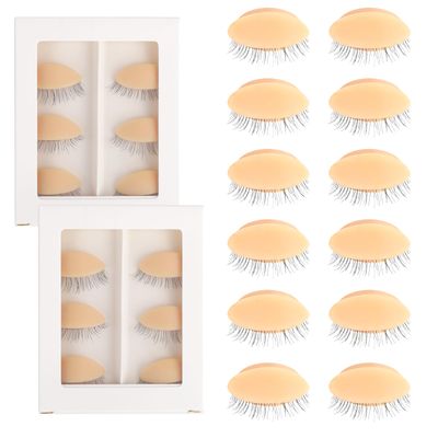 Eyelash Practice Eyelids, 6 Pairs Lash Mannequin Eyelids Replaceable Practice Eyes for Eyelash Extensions Mannequin Head Eyelash Practice Eyelids Kit