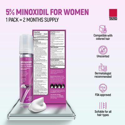 Taro Minoxidil Topical Aerosol Foam, 5%, Hair Regrowth Treatment for Women, 2.11 oz (2 Months Supply) Reactivates Hair Follicles to Stimulate Hair Regrowth