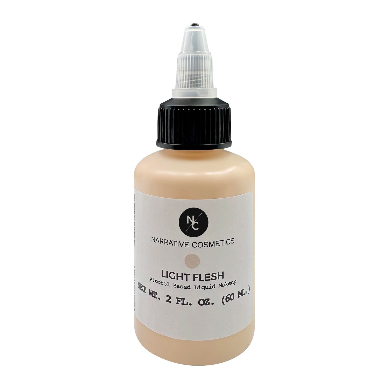Narrative Cosmetics Flesh Tone Alcohol Airbrush Paints - 2 fl oz, Skin Safe, Quick Dry, Waterproof, Sweatproof, Transferproof Liquid Makeup for Tattoo Cover-Up, Bodypainting, FX Makeup - Light Flesh