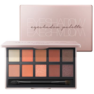 CARSLAN 10 In 1 Color Eyeshadow Palette, Matte, Shimmer, Glitter Pigment Eye Shadow Blush Makeup Pallete, Neutral Nudes Pink Eye Makeup Palette with Mirror, 01.Sunset
