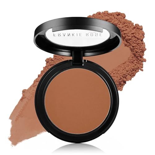 Frankie Rose Cosmetics Powder Foundation - Full Coverage Face Powder For Pores &amp; Imperfections, Evens Out Skin Tone &amp; Shine-Control | 58 Grams (Chestnut)