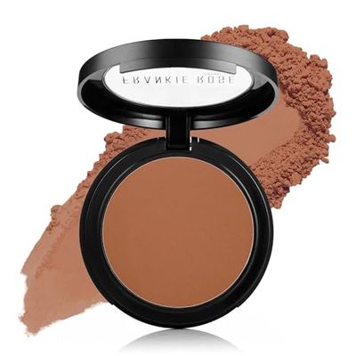 Frankie Rose Cosmetics Powder Foundation - Full Coverage Face Powder For Pores &amp; Imperfections, Evens Out Skin Tone &amp; Shine-Control | 58 Grams (Chestnut)