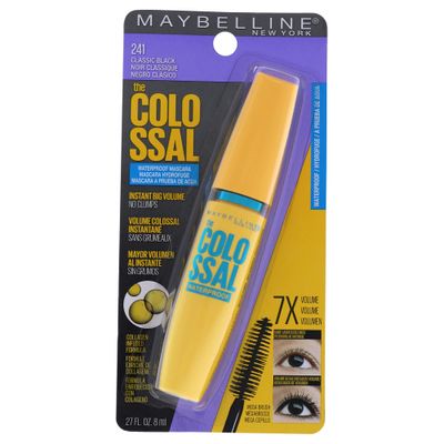 Maybelline Volum&#39; Express The Colossal Waterproof Mascara, Volumizing, Thickening, Clump-Free Make Up Formula, Classic Black, 1 Count