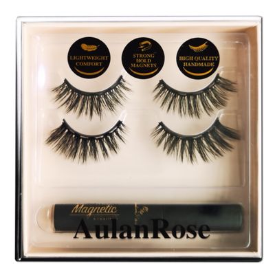 AulanRose Magnetic Eyelashes with Eyeliner 60 Wears of Reusable Volume Faux Mink Magnetic Lashes, Dramatic Medium Cat Eye Style, Cruelty-Free &amp; Vegan