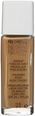 Revlon Nearly Naked Liquid Makeup Broad Spectrum SPF 20, #200 Warm Beige, 1 Fluid Ounce