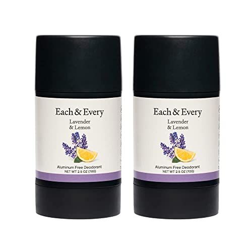 Each &amp; Every All Natural Deodorant for Men &amp; Women - Aluminum- Free, Sensitive Skin, Plant-Based, Baking Soda-Free, Long Lasting 24 Hr Odor Control - Lavendar &amp; Lemon Travel Size Multipack, 2.5oz