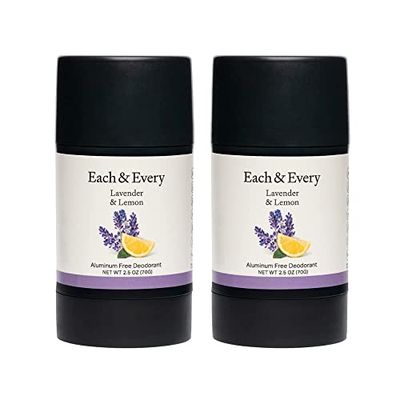 Each &amp; Every All Natural Deodorant for Men &amp; Women - Aluminum- Free, Sensitive Skin, Plant-Based, Baking Soda-Free, Long Lasting 24 Hr Odor Control - Lavendar &amp; Lemon Travel Size Multipack, 2.5oz