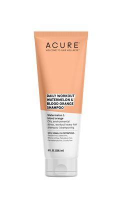 Acure Daily Workout Watermelon Shampoo | 100% Vegan | For Oily, Environmental Stressed, Workout Heavy Hair | Watermelon &amp; Blood Orange - Gentle Everyday Formula | 8 Fl Oz