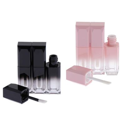 6pcs(blackpink) 5ml Mini Gradient Lip Gloss Tube Containers Plastic Refillable Lip Balm Bottles with Wand for Lip Samples Best Travel Home Beauty DIY Accessories