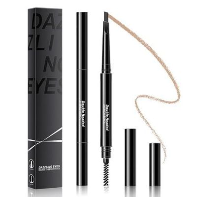 Eyebrow Pencil Brown Brow Pencil - Eyebrow Pen with Multi Function Eyebrow Brush, Waterproof Eyebrow Makeup Brow Pen, Long-Lasting &amp; Smudge-Proof Eye Brow Pencils for Women Natural Brows (Gray)