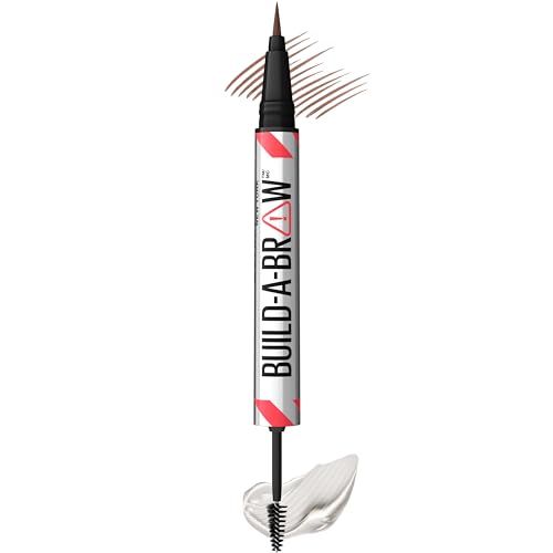 Maybelline Build-A-Brow 2-in-1 Brow Pen and Sealing Brow Gel, Eyebrow Makeup for Real-Looking, Fuller Eyebrows, Medium Brown, 1 Count