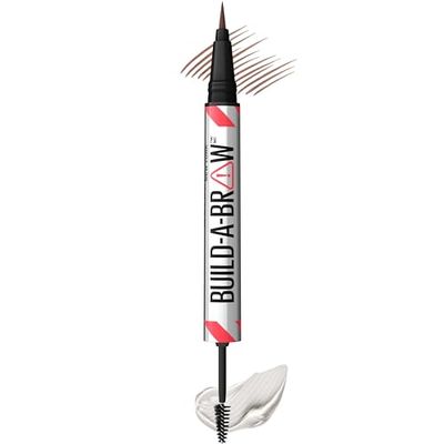 Maybelline Build-A-Brow 2-in-1 Brow Pen and Sealing Brow Gel, Eyebrow Makeup for Real-Looking, Fuller Eyebrows, Medium Brown, 1 Count