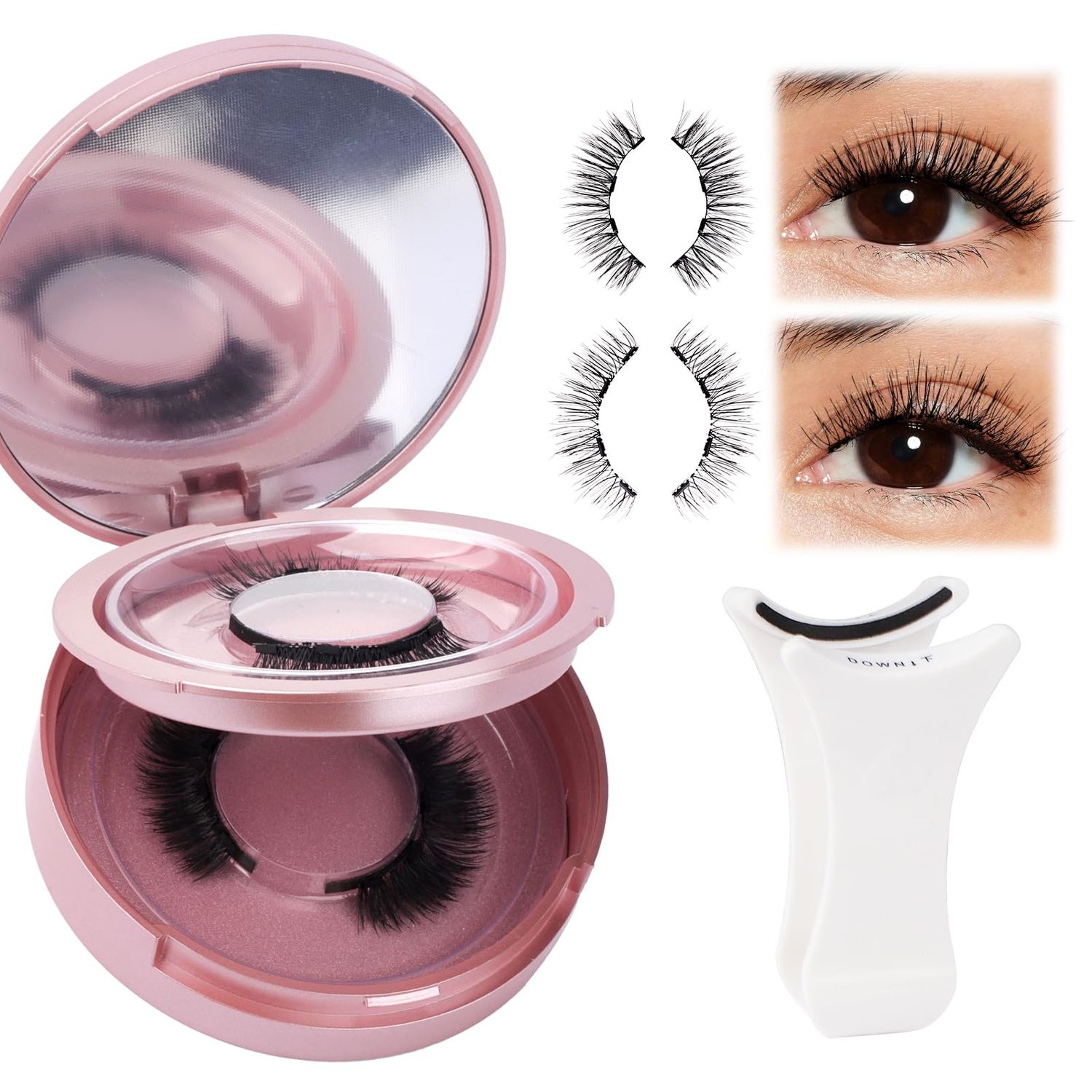 Magnetic Eyelashes Natural Look Magnetic Lashes with Applicator Reusable Magnetic Eyelashes No Glue and No Eyeliner Needed Magnetic Eyelashes 2 Pairs(24PYJ01)