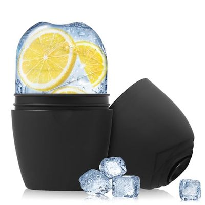 Evmliy Ice Roller for Face, Silicone Ice Roller Facial Ice Mold to Brighten Skin Enhancing Natural Glow, Reusable Ice Roller for Face &amp; Eye Puffiness Relief, Skin Care Freezer(1Pack, Black)