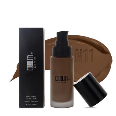 EQUALITY Cashmere Foundation, Water resistant, Medium to Full coverage, Soft matt finish, 12 hour wear Shine control, Cruelty Free, Paraben Free, 33ml1.12 Fl Oz - N11