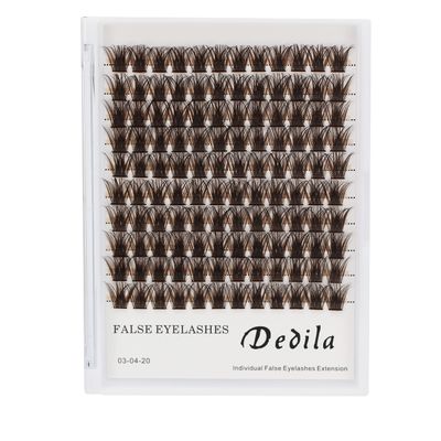 Dedila Brown Cluster DIY Eyelashes Extensions 120pcs Individual Wide Stem False Lashes Makeup False Eyelashes Tools (12mm)