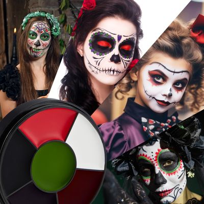 Spooktacular Creations 6 PCS Halloween Makeup Kit Face Painting Set,6 Colors Bruise Makeup Palette,Scar Wax with Spatula Tool,Blood Spray,Stipple Sponges,SFX Costume Cosplay Party for Adult and Kids