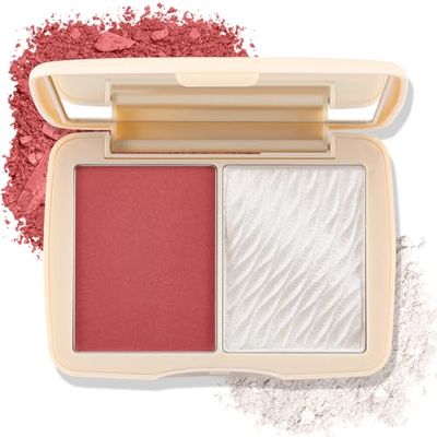 Boobeen 2 Colors Blush Highlighter Contour Makeup Palette, Blush Contouring Palette Matte and Shimmer, Blush Powder Face Blusher Highlight Bronzer Shade, Highly Pigmented Blendable