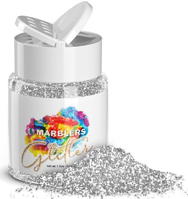 MARBLERS Twinkle Glitter Silver 1.5oz (42g) | Fine | Non-Toxic, Vegan, Cruelty-Free | Face, Body, Eyeshadow, Hair, Festival, Party Makeup | Nail Art, Polish | Resin, Tumbler, Slime, Craft