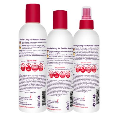 Fairy Tales Rosemary Repel Daily Kids Shampoo, 12 fl oz., Conditioner, 8 fl oz. & Conditioning Spray, 8 fl oz. Star Trio- Kids Like the Smell, Lice Do Not