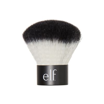 e.l.f. Kabuki Face Brush, Synthetic Haired, Versatile, Compact, Applies Bronzer, Powder, or Highlighter, Soft, Absorbent, Wet or Dry Product, Compact, Travel-Size, 0.64 Oz