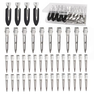 Dgeclr Hair Clips for Women Styling, 44Pcs Metal Duck Billed Pin Curl Clips, Hair Pins, Salon, Makeup, Hair Dyeing, Silver &amp; Black