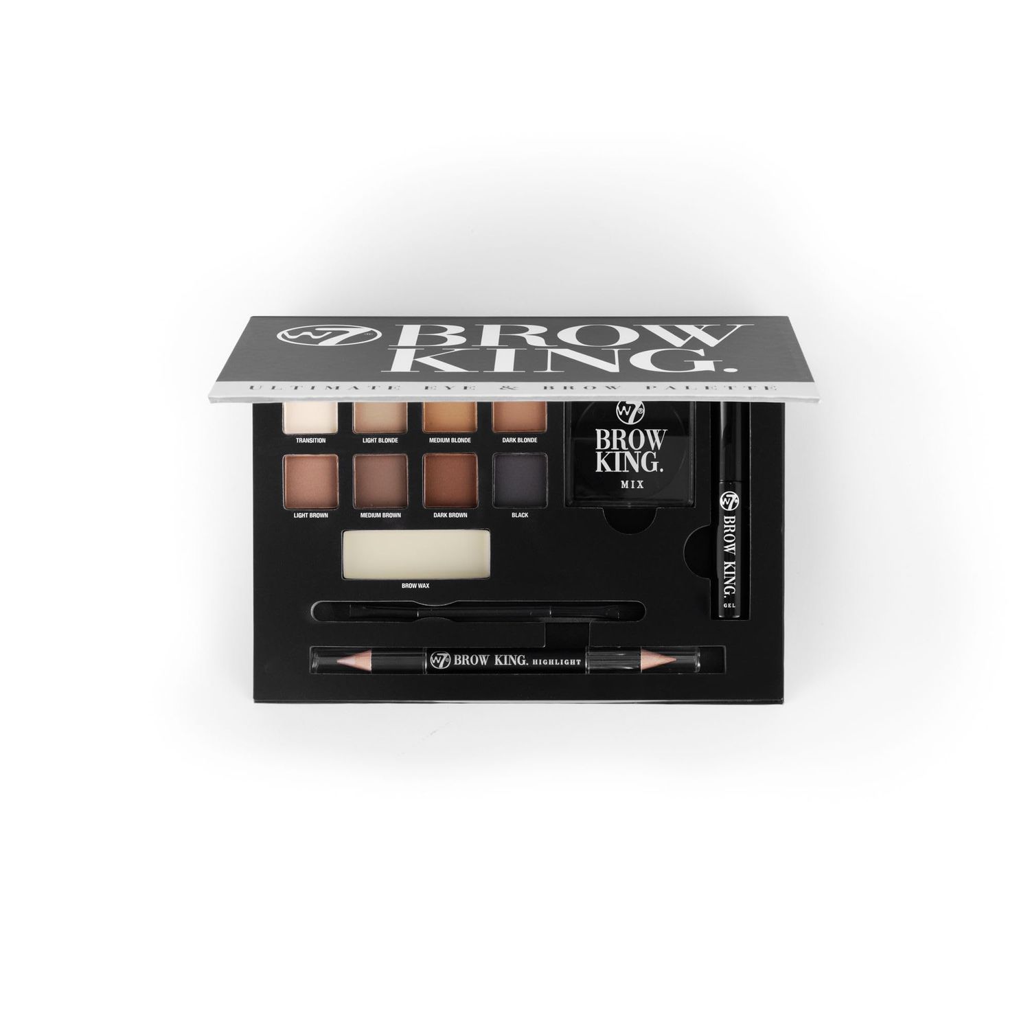 W7 Brow King Ultimate Eyebrow Kit - Shape, Define &amp; Groom Palette - Professional Makeup Set