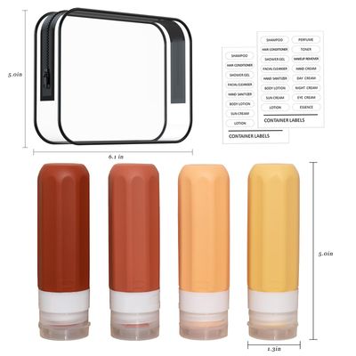 Travel Bottles for Toiletries, Tsa Approved 3.4oz Travel Size, BPA Free, Leak Proof, Refillable Liquid Silicone Containers - Squeezable Travel Accessories for Shampoo, Conditioner, Lotion - 4 Pack