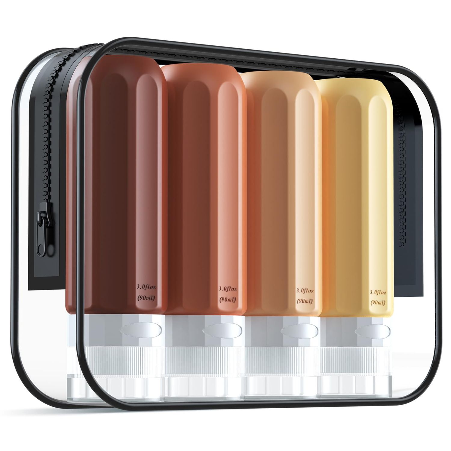 Travel Bottles for Toiletries, Tsa Approved 3.4oz Travel Size, BPA Free, Leak Proof, Refillable Liquid Silicone Containers - Squeezable Travel Accessories for Shampoo, Conditioner, Lotion - 4 Pack