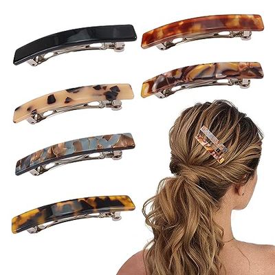 Fumwase 6PCS Hair Barrettes for Women Shell Hair Clip Hair Accessories Barrettes for Thick Thin Long Short Hair (Blue brown  Brilliant color  Amber  Light turtle shell  Dark turtle shell  Black)