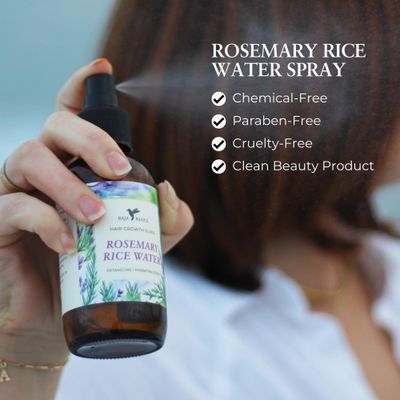 Baja Basics Rosemary Rice Water for Hair Growth Spray - Longsheng Rice Water Spray &amp; Rosemary Oil for Hair - Scalp Treatment for Strengthening, Thickening &amp; Hydrating Dry Hair for Men &amp; Women - 4oz