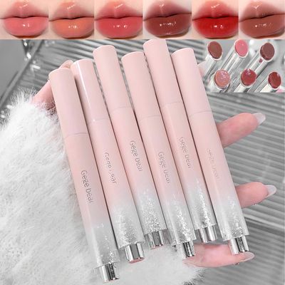 Mrettick 6 Colors Jelly Lipstick, Tinted Lip Gloss Lip Stain, Mirror Hydrating Jelly Love Lipstick, Long Lasting Moisturizing Tinted Lip Balm, Non-sticky