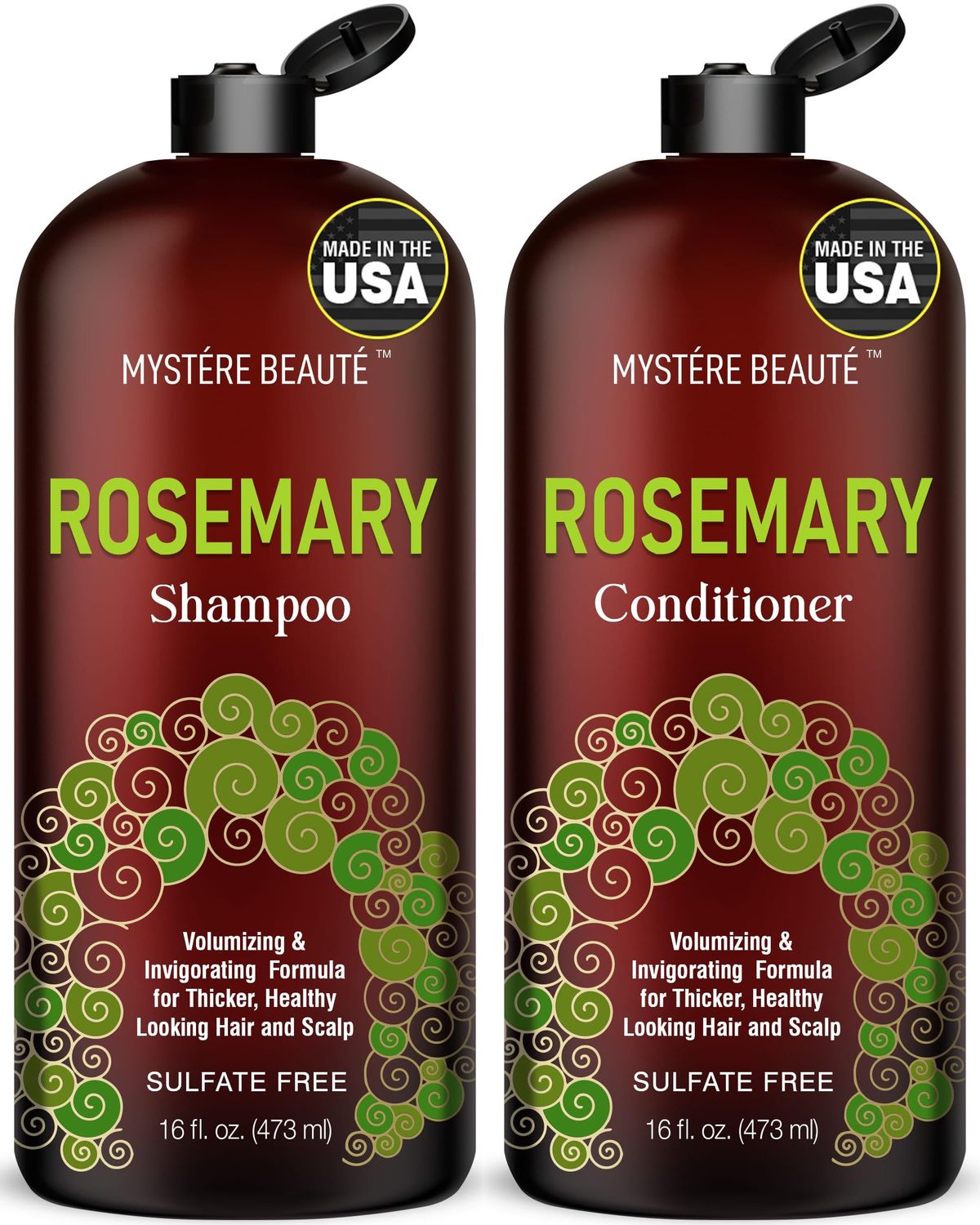 Rosemary Shampoo and Conditioner, Rosemary Oil Shampoo Promotes Hair Growth &amp; Scalp Health, Rosemary Shampoo for Hair Growth Organic - Sulfate &amp; Paraben Free, for Men Women - 16 fl oz each
