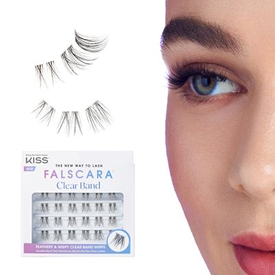 KISS Falscara Multipack, False Eyelashes, Lash Clusters, &#39;Faux Mink Wisps&#39;, 12mm-14mm-16mm, Includes 24 Wisps, Contact Lens Friendly, Easy to Apply, Reusable Strip Lashes