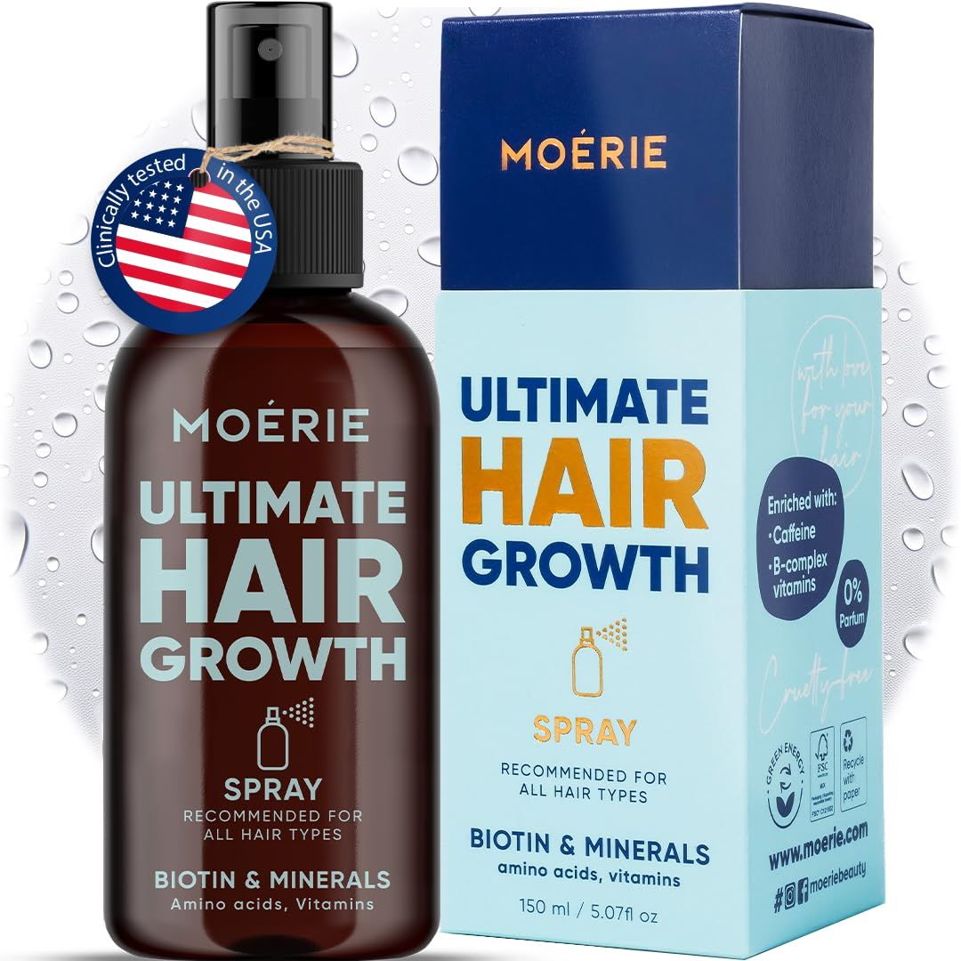 Moerie Ultimate Hair Boost Spray Designed to Strengthen Hair &amp; Restore Scalp Health - 100% Natural Hair Serum for Hair Boost with over 100 Minerals, Vitamins &amp; Amino acids - Fresh Scent - 5.07 Fl. Oz