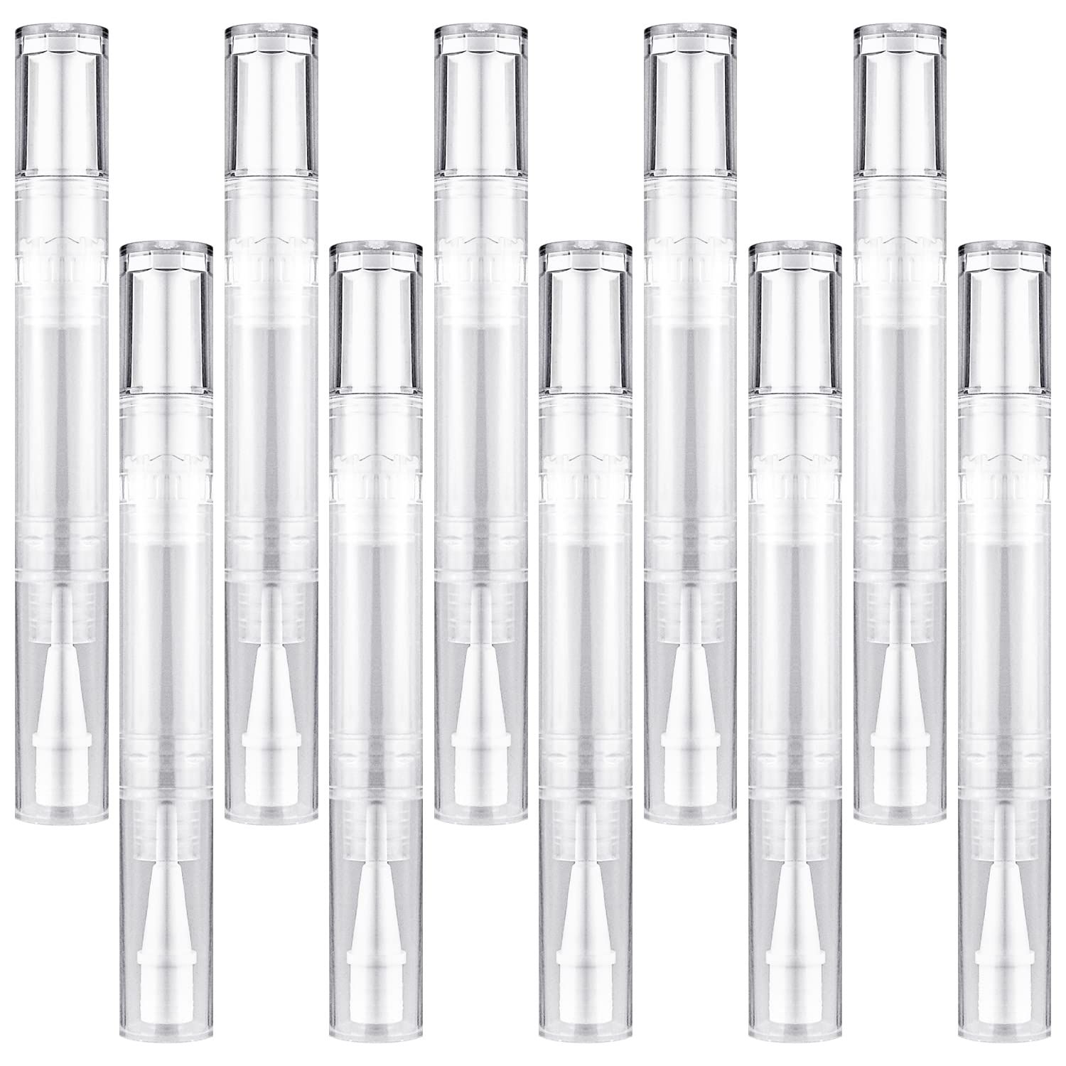 10Pack 5ML Transparent Twist Pens, Empty Nail Oil Pen Brush Cosmetic Lip Gloss Container Applicators