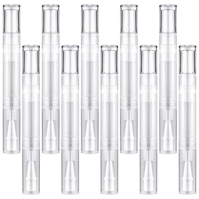 10Pack 5ML Transparent Twist Pens, Empty Nail Oil Pen Brush Cosmetic Lip Gloss Container Applicators