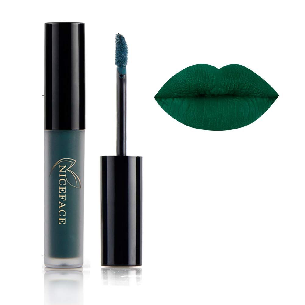 GL-Turelifes Halloween Matte Liquid Lipstick, Long Lasting, Non-stick Non-fading Lip Gloss Vivid Vampire lipsticks for Masquerade, Cosplay, Halloween Makeup (#30 Green)